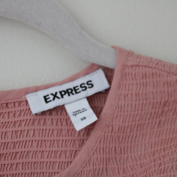 Women's Express Pink Ruched Peplum Top Shirt XS - Picture 4 of 7
